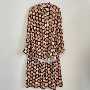 RESA Floral Wide Leg Jumpsuit - Black and Pink